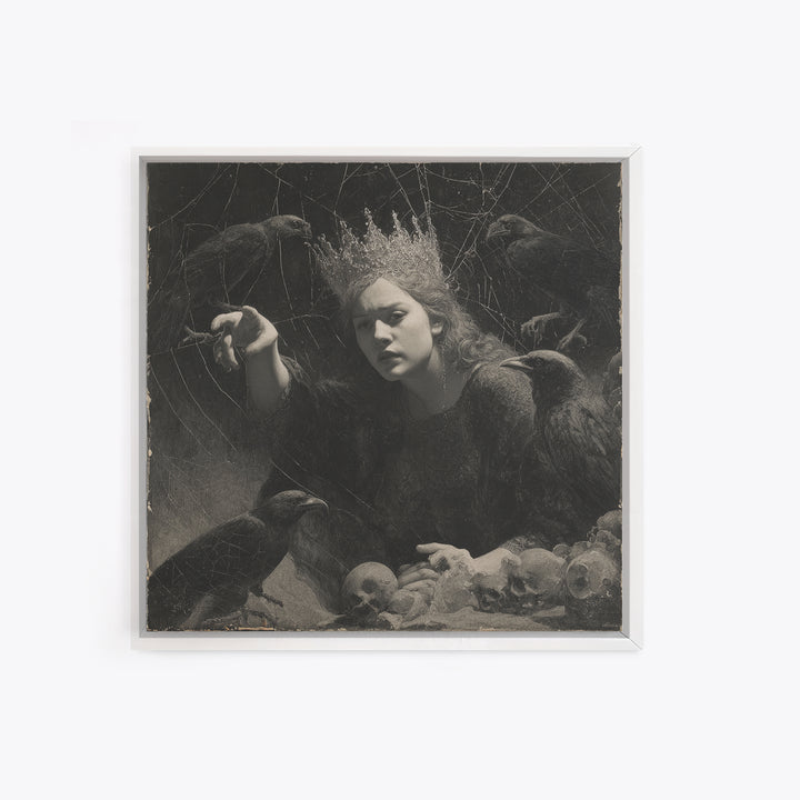 The Spiderweb Crown, Symbolist Dream Art, Square Wall Art, Gothic Horror Wall Art, Canvas Print, Halloween Wall Art