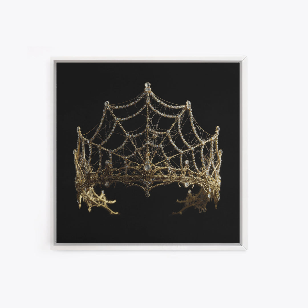 The Spiderweb Crown, Ornate Symbolist Art, Square Wall Art, Dark Fantasy Wall Art, Canvas Print, Halloween Wall Art, Horror Wall Art