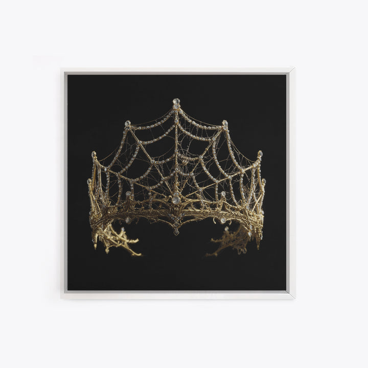 The Spiderweb Crown, Ornate Symbolist Art, Square Wall Art, Dark Fantasy Wall Art, Canvas Print, Halloween Wall Art, Horror Wall Art