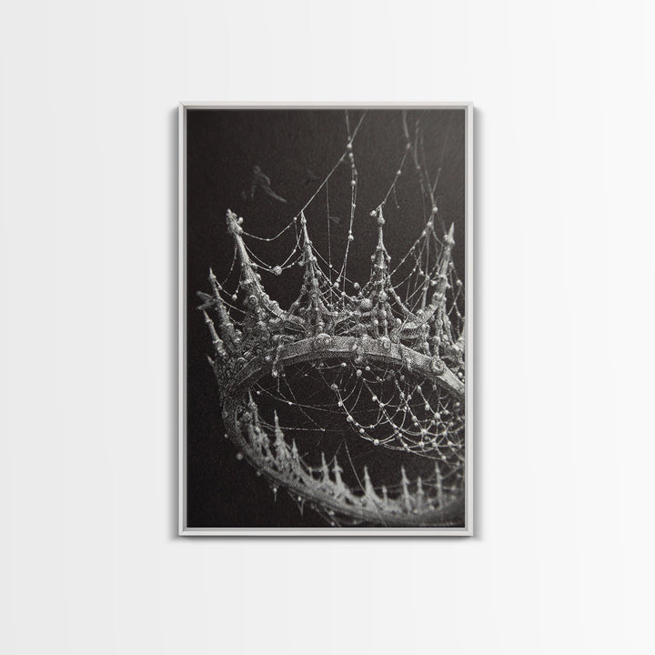 The Spiderweb Crown, Victorian Macabre Art, Vertical Wall Art, Dark Fantasy Wall Art, Canvas Print, Halloween Wall Art
