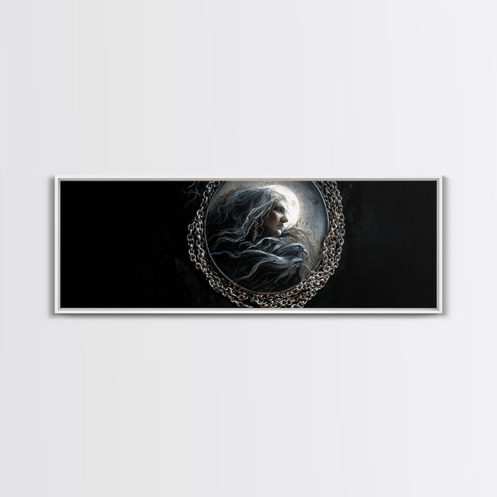 The Moonstone Amulet, Dark Romantic Horror Art, Extra Wide Wall Art, Macabre Wall Art, Canvas Print, Halloween Wall Art, Horror Wall Art
