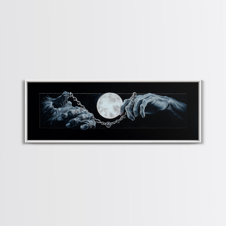 The Moonstone Amulet, Gothic Nightmare Art, Extra Wide Wall Art, Gothic Horror Wall Art, Framed Canvas Print, Halloween Wall Art