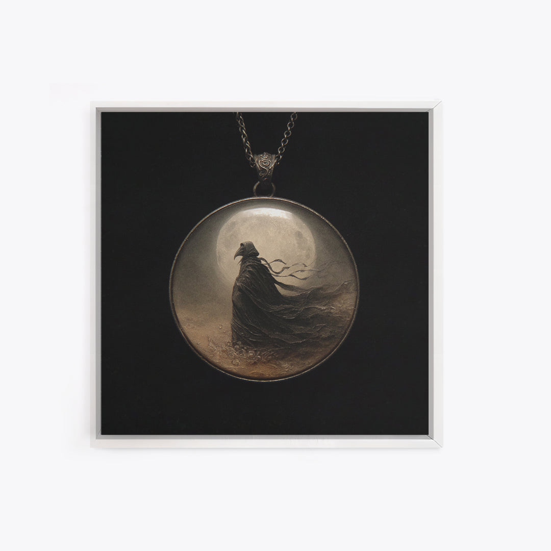 The Moonstone Amulet, Symbolist Dream Art, Square Wall Art, Macabre Wall Art, Canvas Print, Halloween Wall Art, Spooky Wall Decor