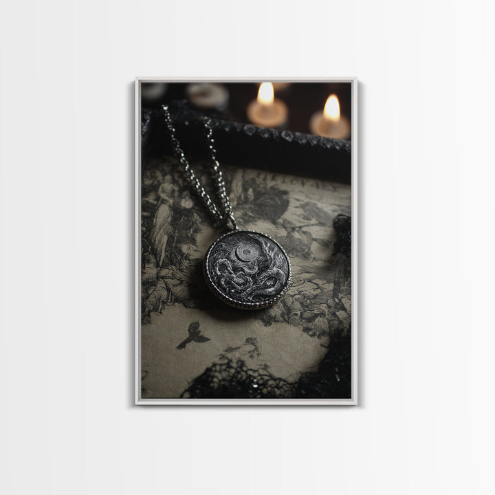 The Moonstone Amulet, Victorian Macabre Art, Vertical Wall Art, Gothic Horror Wall Art, Canvas Print, Halloween Wall Art