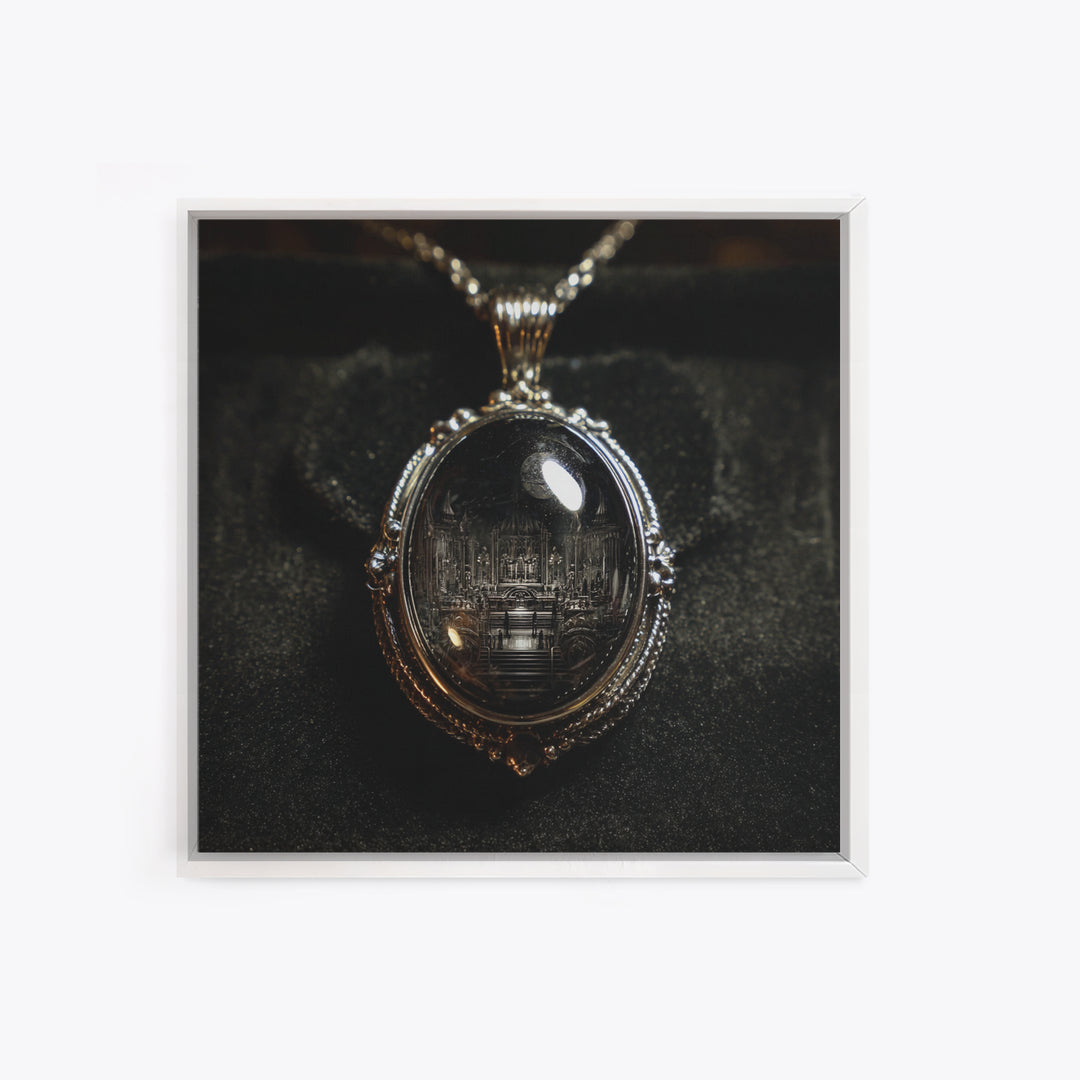 The Moonstone Amulet, Biomechanical Horror Art, Square Wall Art, Gothic Horror Wall Art, Canvas Print, Halloween Wall Art, Spooky Wall Decor