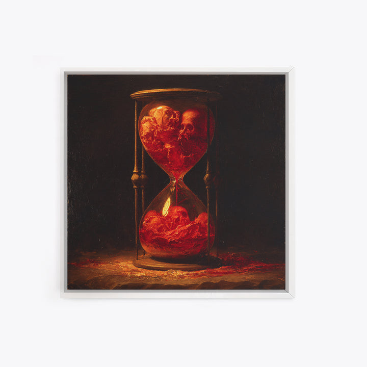 The Crimson Hourglass, Dark Renaissance Art, Square Wall Art, Dark Fantasy Wall Art, Framed Canvas Print, Halloween Wall Art