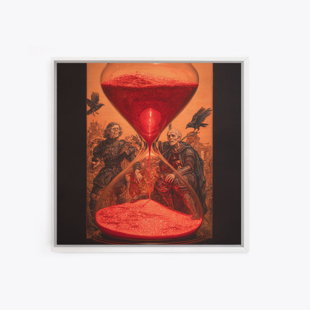 The Crimson Hourglass, Danse Macabre Art, Square Wall Art, Dark Fantasy Wall Art, Framed Canvas Print, Dark Fantasy Art