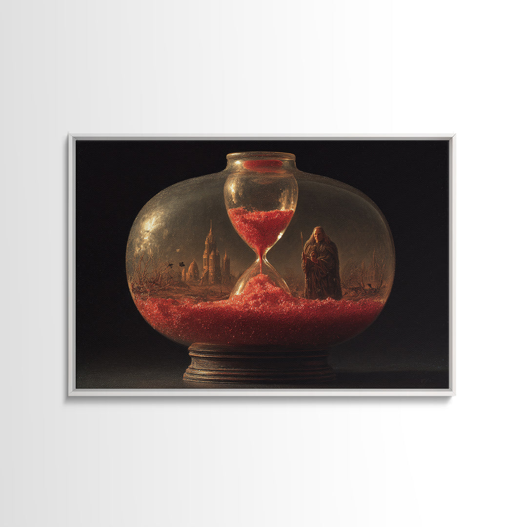 The Crimson Hourglass, Romantic Gothic Landscape, Landscape Wall Art, Dark Fantasy Wall Art, Canvas Print, Halloween Wall Art