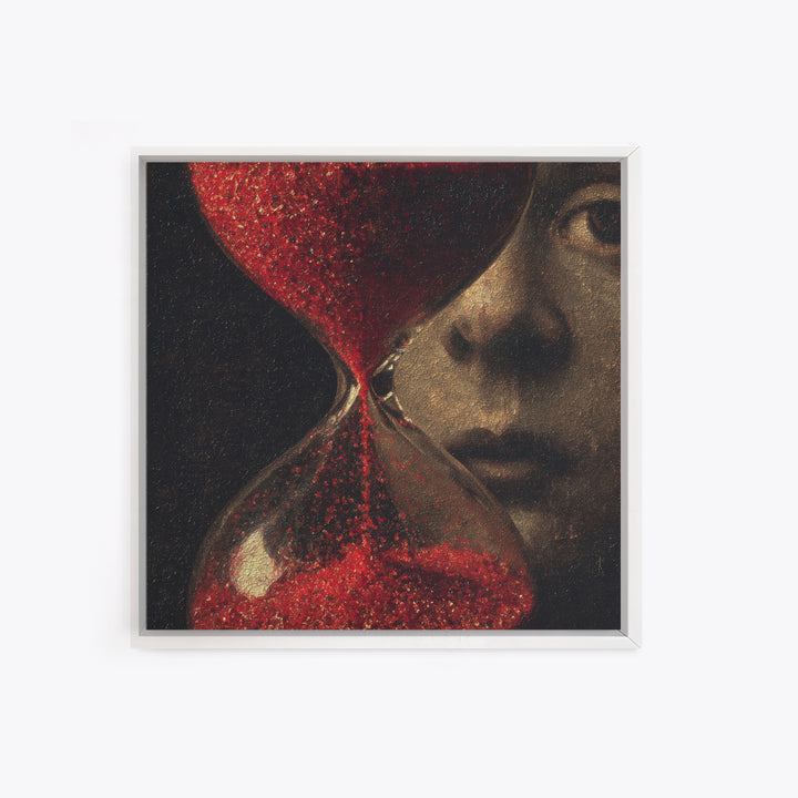 The Crimson Hourglass, Symbolist Dream Art, Square Wall Art, Dark Halloween Decor, Canvas Print, Halloween Wall Art, Macabre Wall Art