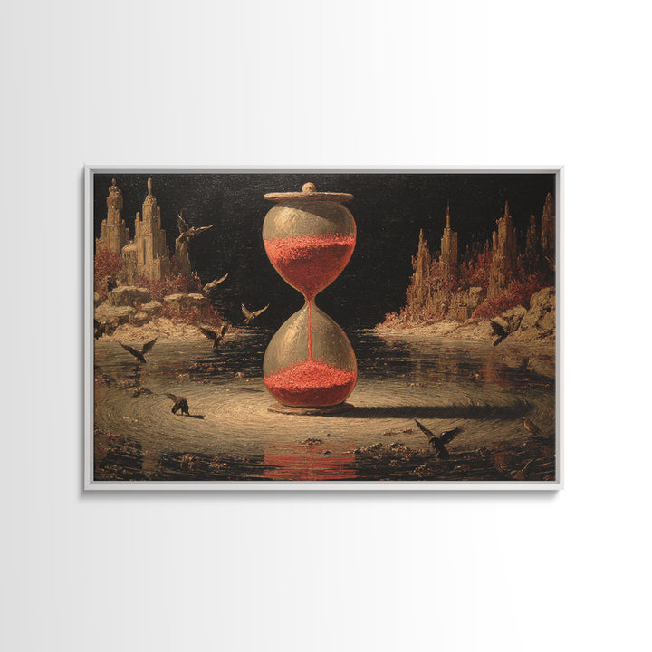 The Crimson Hourglass, Symbolist Gothic Landscape, Landscape Wall Art, Gothic Horror Wall Art, Framed Canvas Print, Halloween Wall Art