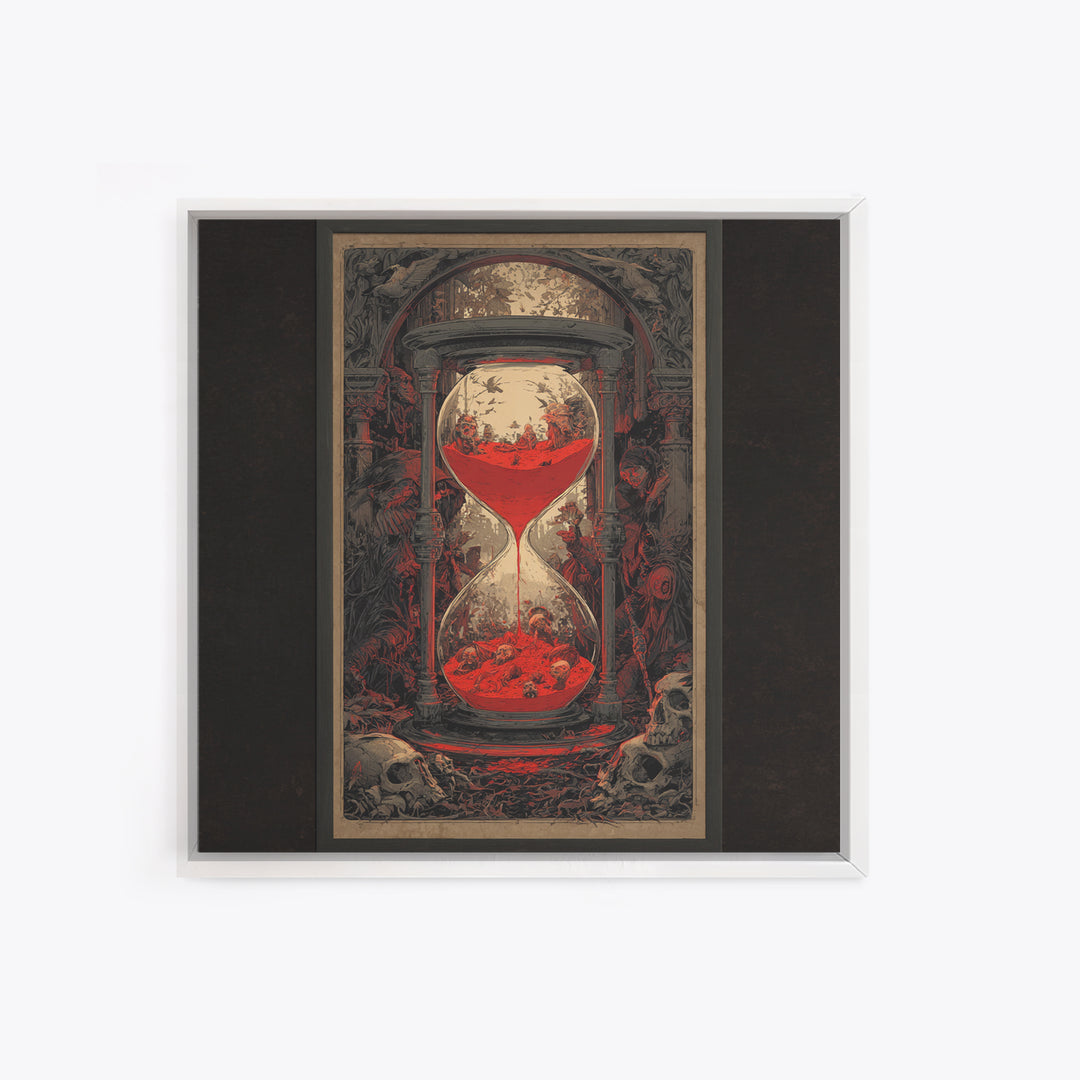 The Crimson Hourglass, Decadent Gothic Art, Square Wall Art, Dark Halloween Decor, Framed Canvas Print, Halloween Wall Art