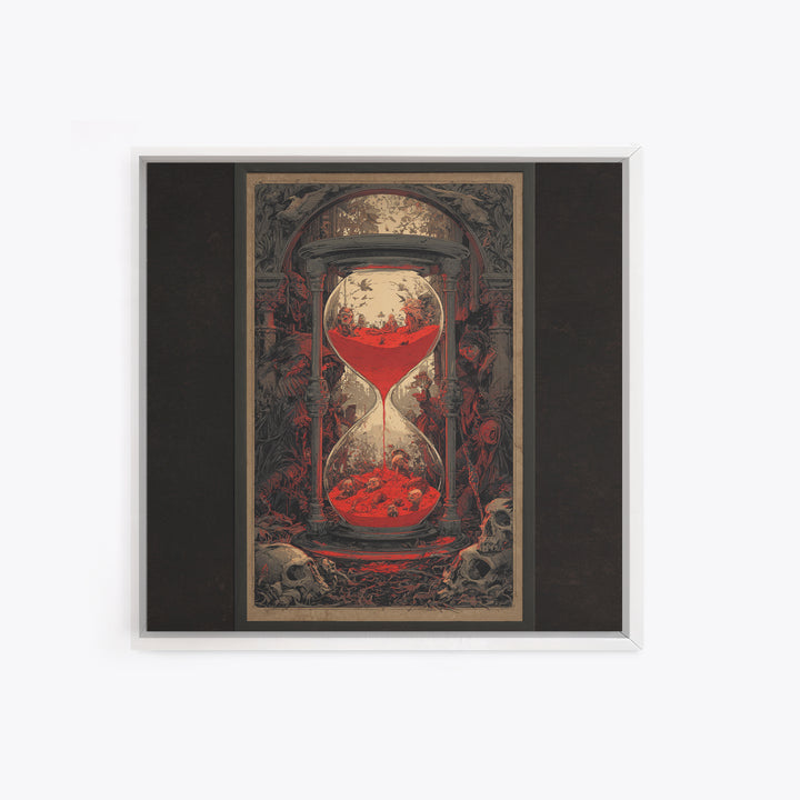 The Crimson Hourglass, Decadent Gothic Art, Square Wall Art, Dark Halloween Decor, Framed Canvas Print, Halloween Wall Art