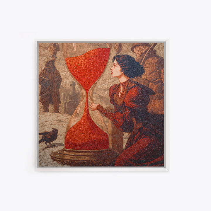 The Crimson Hourglass, Symbolist Death Art, Square Wall Art, Macabre Wall Art, Canvas Print, Halloween Wall Art, Seasonal Home Decor