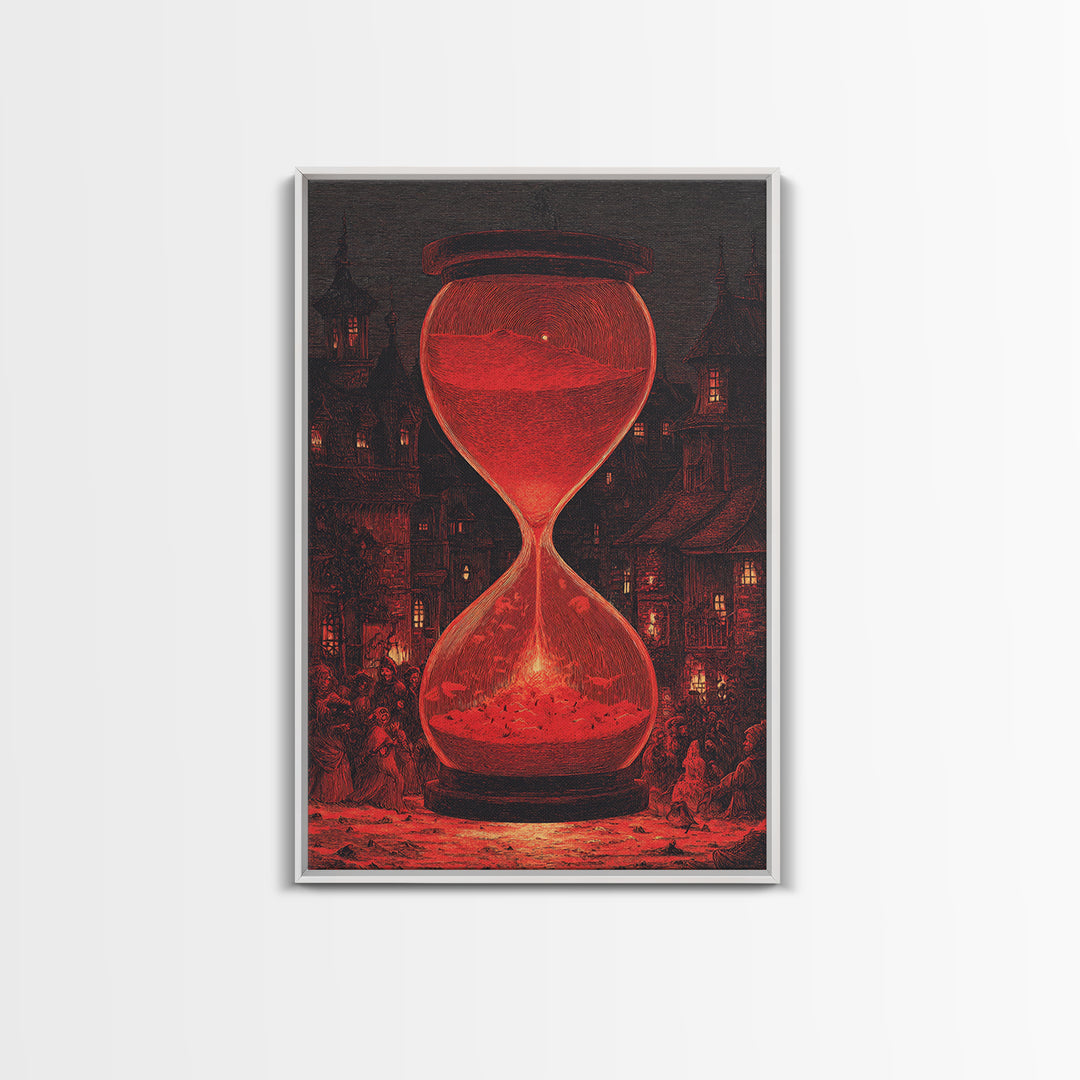 The Crimson Hourglass, Victorian Macabre Art, Vertical Wall Art, Dark Halloween Decor, Canvas Print, Halloween Wall Art