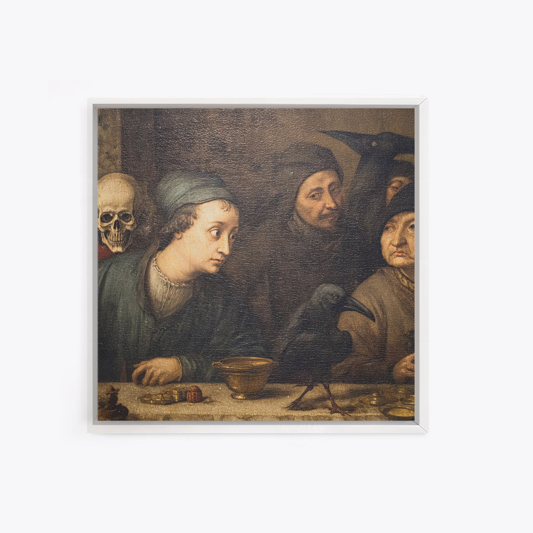 The Haunted Portrait, Danse Macabre Art, Square Wall Art, Dark Fantasy Wall Art, Canvas Print, Halloween Wall Art