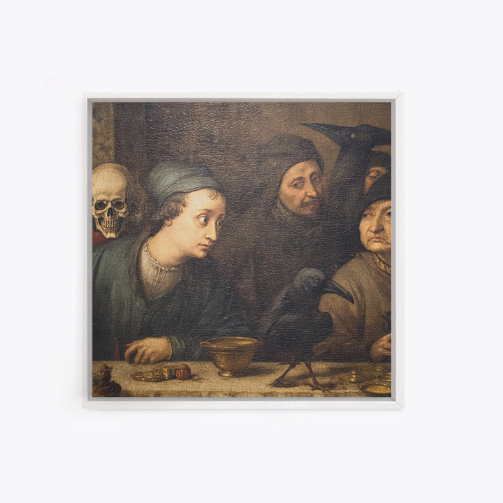 The Haunted Portrait, Danse Macabre Art, Square Wall Art, Dark Fantasy Wall Art, Canvas Print, Halloween Wall Art