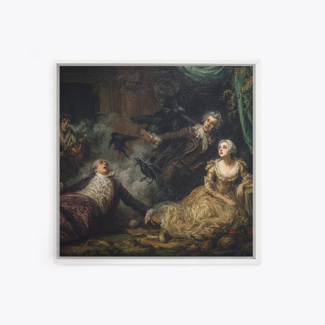 The Haunted Portrait, Gothic Nightmare Art, Square Wall Art, Dark Fantasy Wall Art, Framed Canvas Print, Halloween Wall Art