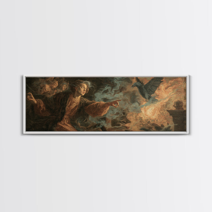 The Haunted Portrait, Visionary Gothic Art, Extra Wide Wall Art, Dark Halloween Decor, Canvas Print, Halloween Wall Art