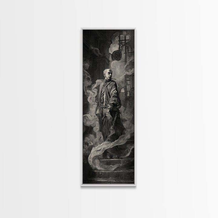 The Haunted Portrait, Architectural Etching Art, Tall Narrow Wall Art, Macabre Wall Art, Framed Canvas Print, Horror Wall Art