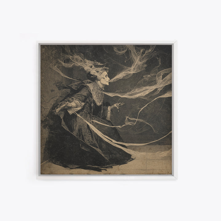 The Haunted Portrait, Decadent Gothic Art, Square Wall Art, Dark Halloween Decor, Framed Canvas Print, Halloween Wall Art