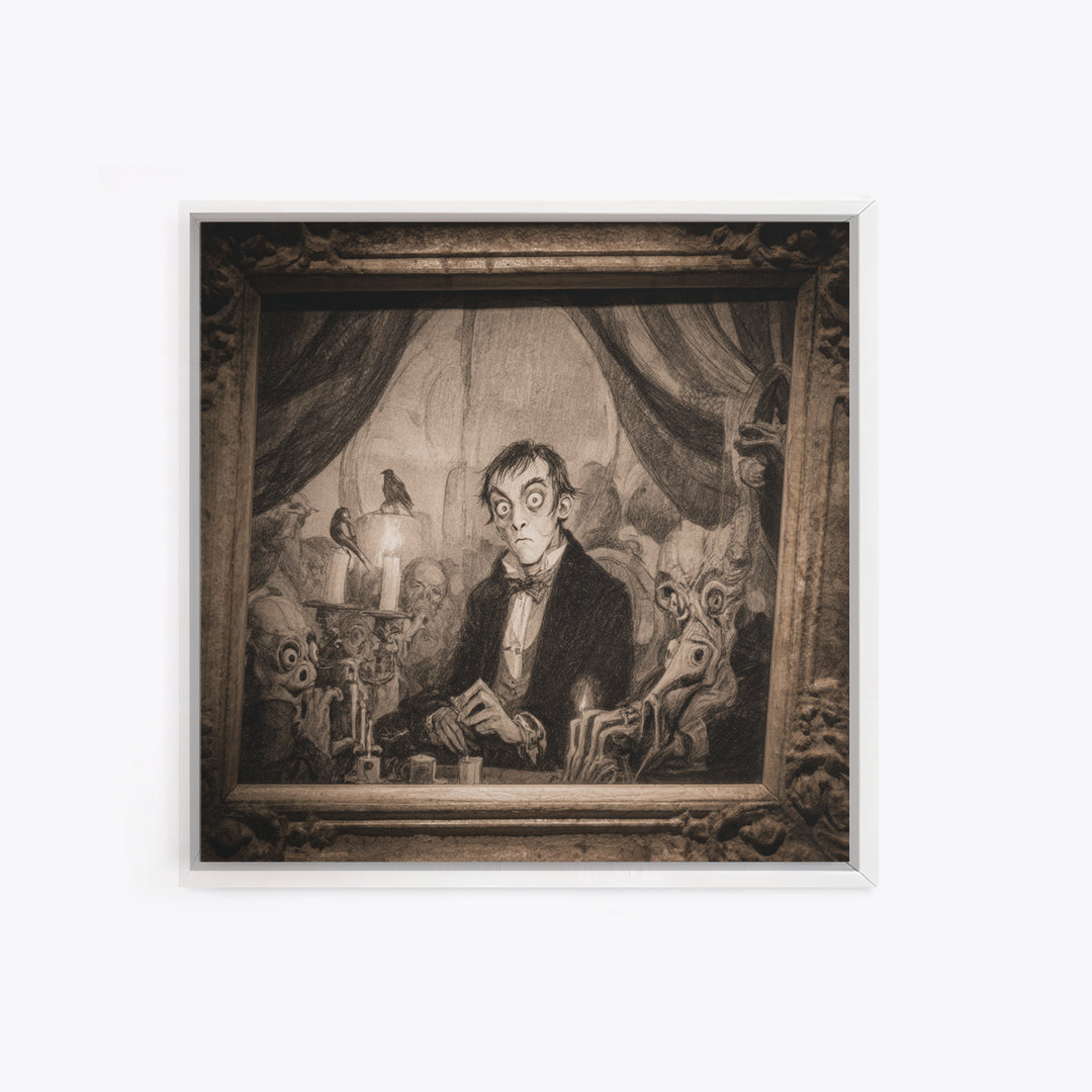 The Haunted Portrait, Expressionist Nightmare Art, Square Wall Art, Macabre Wall Art, Canvas Print, Halloween Wall Art, Dark Fantasy Art