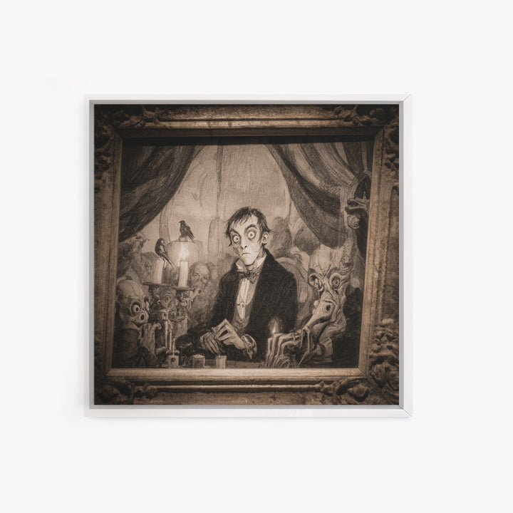 The Haunted Portrait, Expressionist Nightmare Art, Square Wall Art, Macabre Wall Art, Canvas Print, Halloween Wall Art, Dark Fantasy Art