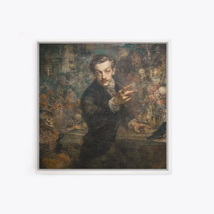 The Haunted Portrait, Grotesque Carnival Art, Square Wall Art, Dark Fantasy Wall Art, Framed Canvas Print, Halloween Wall Art