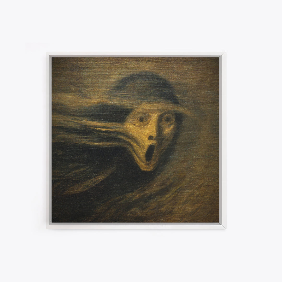 The Haunted Portrait, Expressionist Gothic Art, Square Wall Art, Gothic Horror Wall Art, Framed Canvas Print, Halloween Wall Art