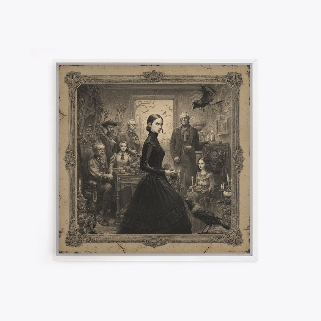 The Haunted Portrait, Victorian Macabre Art, Square Wall Art, Dark Fantasy Wall Art, Canvas Print, Halloween Wall Art, Horror Wall Art