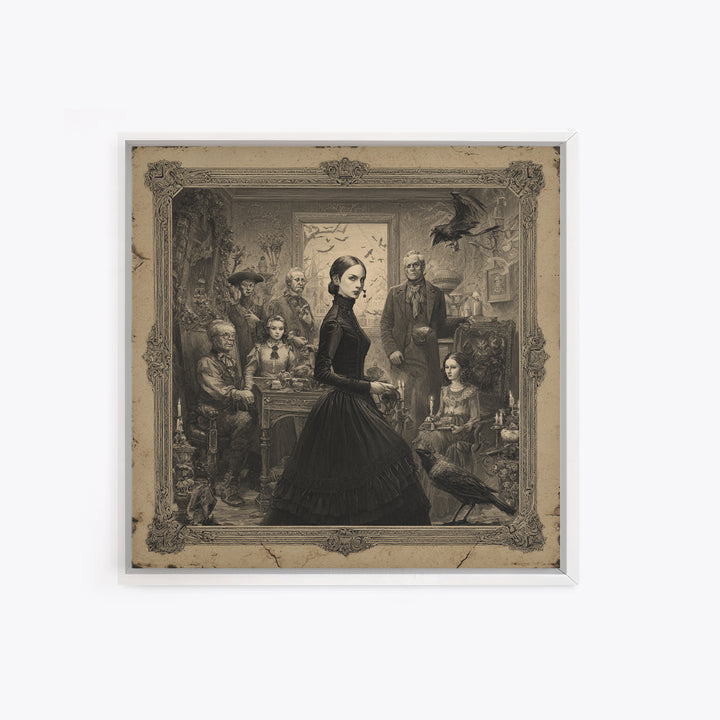 The Haunted Portrait, Victorian Macabre Art, Square Wall Art, Dark Fantasy Wall Art, Canvas Print, Halloween Wall Art, Horror Wall Art