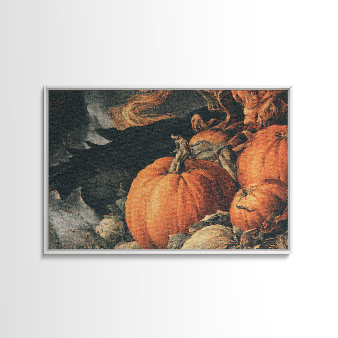 Vintage Orange-And-Black Halloween, Dark Renaissance Art, Landscape Wall Art, Macabre Wall Art, Canvas Print, Halloween Wall Art