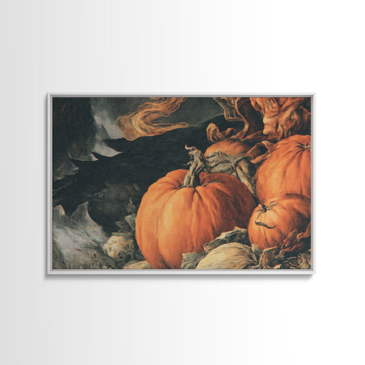 Vintage Orange-And-Black Halloween, Dark Renaissance Art, Landscape Wall Art, Macabre Wall Art, Canvas Print, Halloween Wall Art