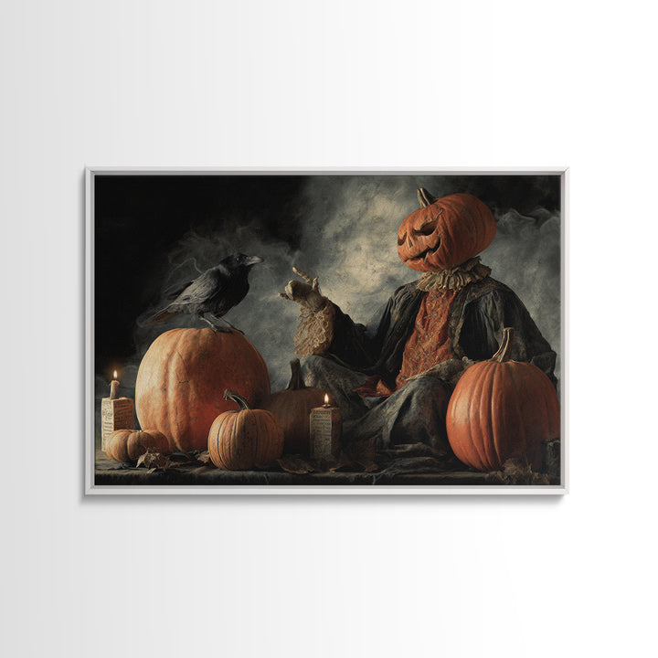 Vintage Orange-And-Black Halloween, Gothic Nightmare Art, Landscape Wall Art, Dark Fantasy Wall Art, Canvas Print, Halloween Wall Art