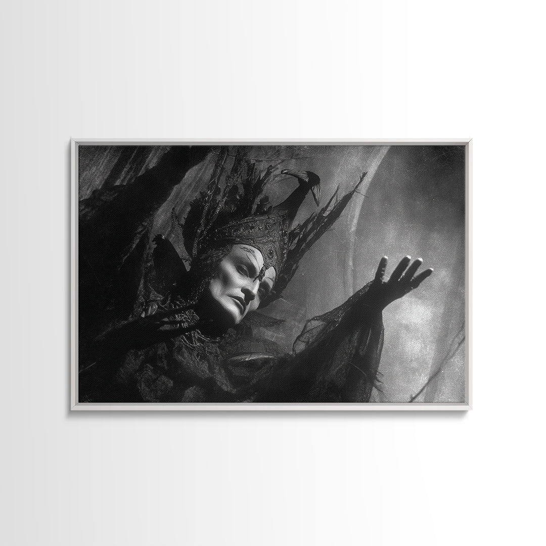 Monochrome Gothic Halloween, Dark Symbolist Art, Landscape Wall Art, Gothic Horror Wall Art, Framed Canvas Print