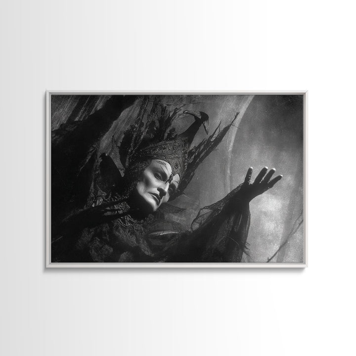 Monochrome Gothic Halloween, Dark Symbolist Art, Landscape Wall Art, Gothic Horror Wall Art, Framed Canvas Print