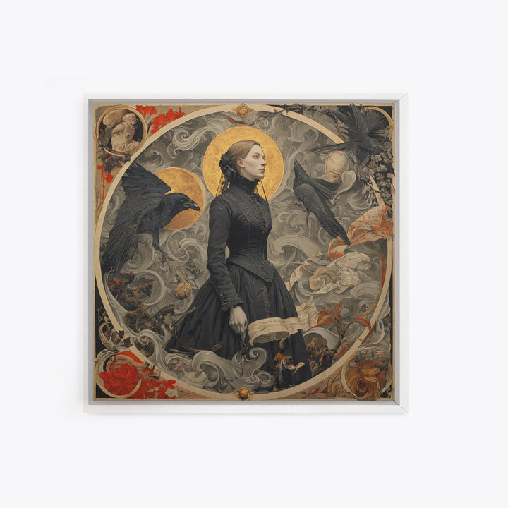 Victorian Mourning Halloween, Dark Renaissance Art, Square Wall Art, Macabre Wall Art, Framed Canvas Print, Halloween Wall Art