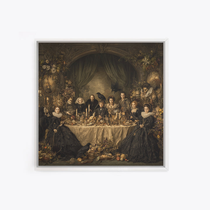 Victorian Mourning Halloween, Danse Macabre Art, Square Wall Art, Macabre Wall Art, Framed Canvas Print