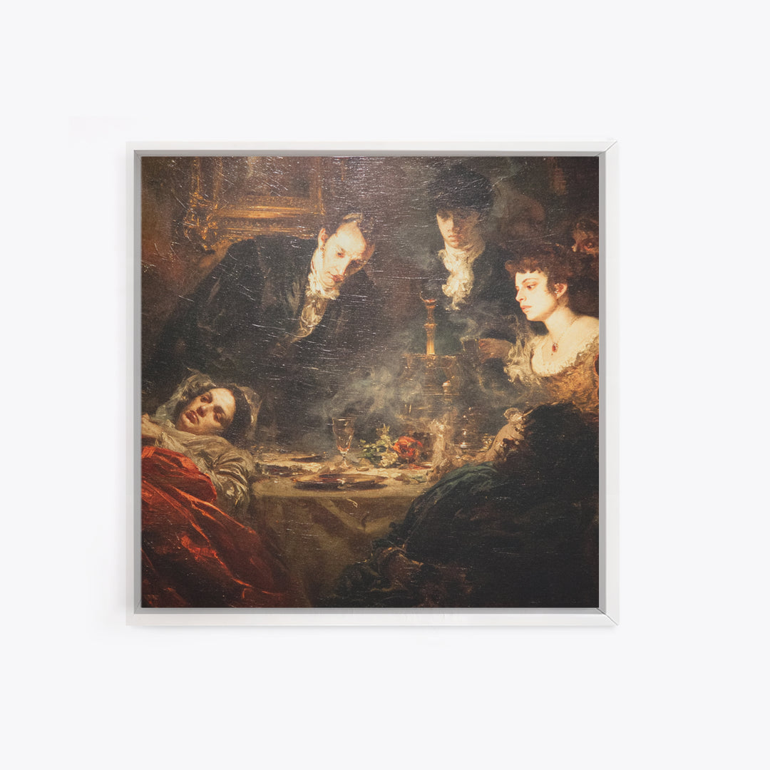 Victorian Mourning Halloween, Gothic Nightmare Art, Square Wall Art, Dark Fantasy Wall Art, Framed Canvas Print, Halloween Wall Art