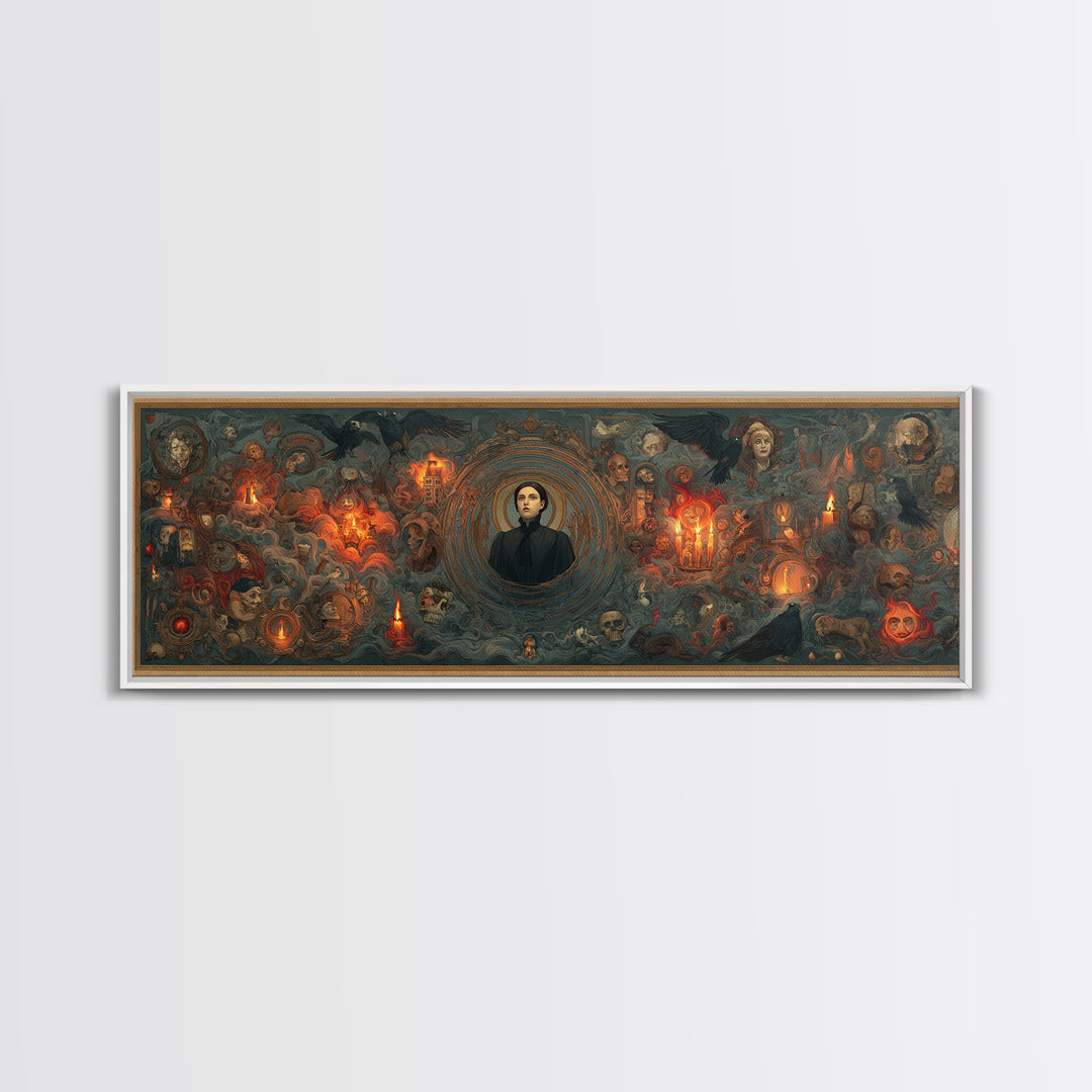Victorian Mourning Halloween, Visionary Gothic Art, Extra Wide Wall Art, Dark Fantasy Wall Art, Canvas Print, Halloween Wall Art