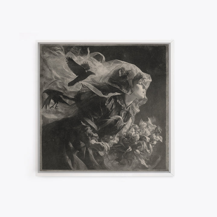 Victorian Mourning Halloween, Symbolist Dream Art, Square Wall Art, Dark Fantasy Wall Art, Canvas Print, Halloween Wall Art