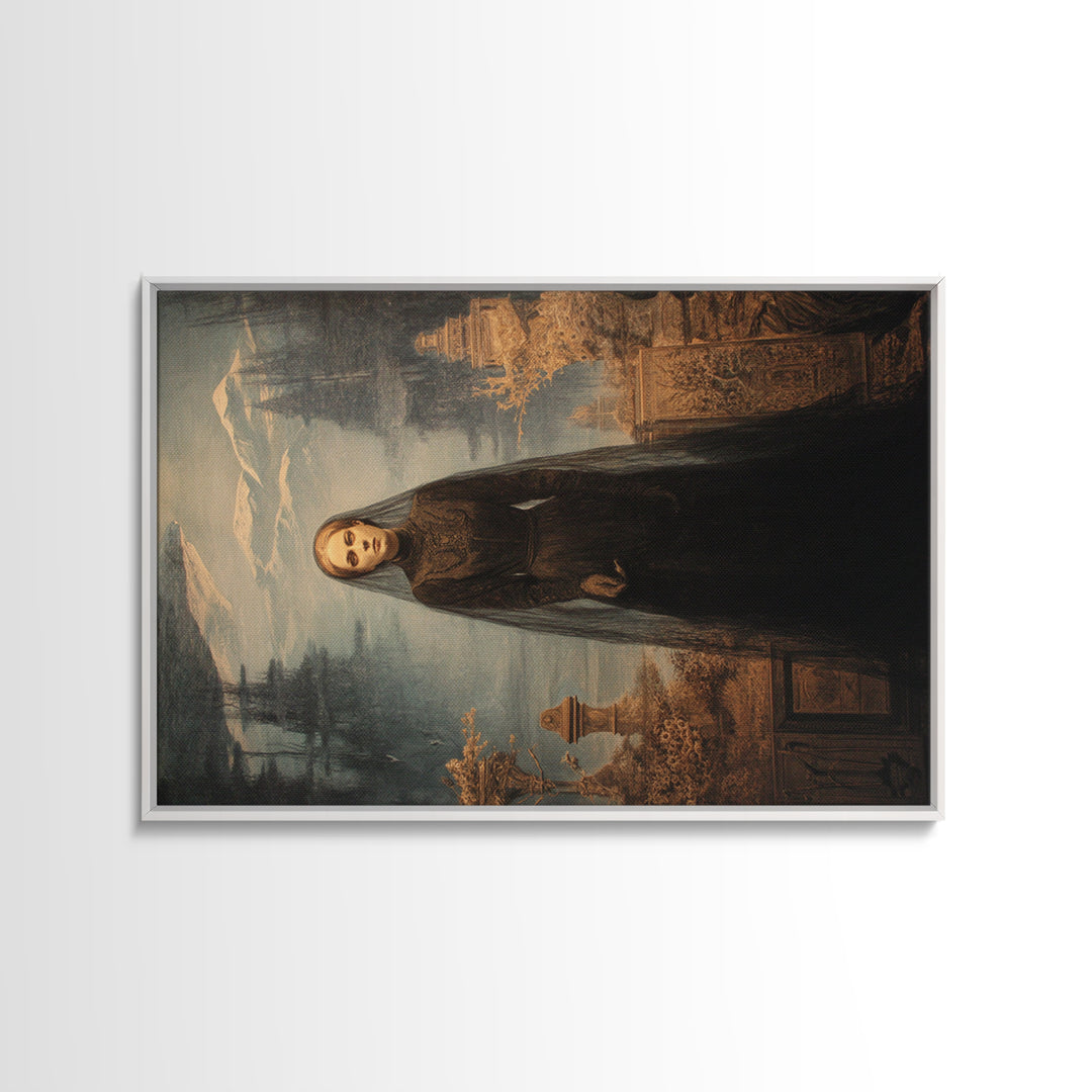 Victorian Mourning Halloween, Symbolist Gothic Landscape, Landscape Wall Art, Dark Halloween Decor, Framed Canvas Print, Halloween Wall Art