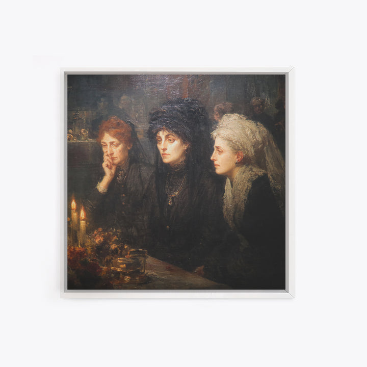 Victorian Mourning Halloween, Expressionist Gothic Art, Square Wall Art, Macabre Wall Art, Canvas Print, Halloween Wall Art