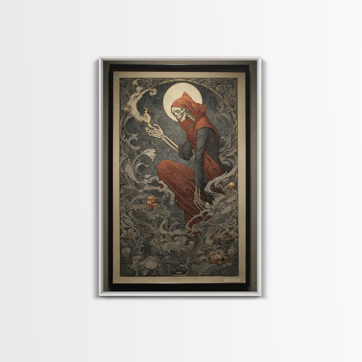 Art Nouveau Witchcraft, Danse Macabre Art, Vertical Wall Art, Dark Fantasy Wall Art, Canvas Print, Halloween Wall Art
