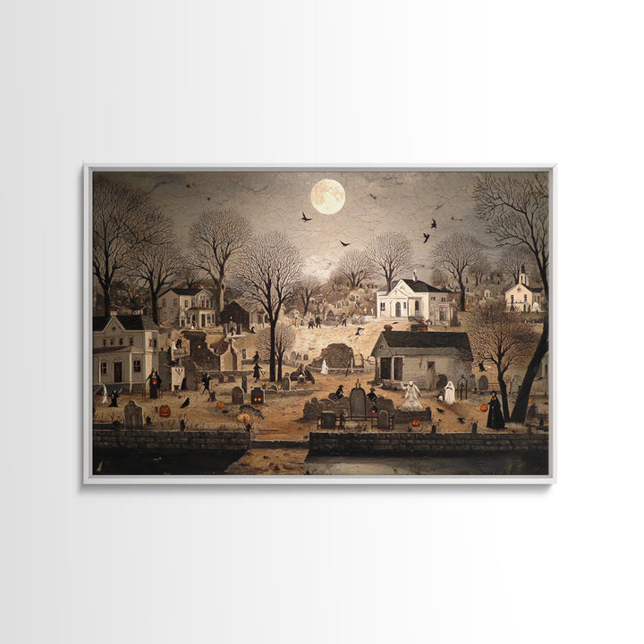 1950s Halloween Nostalgia, Romantic Gothic Landscape, Landscape Wall Art, Dark Halloween Decor, Canvas Print, Halloween Wall Art