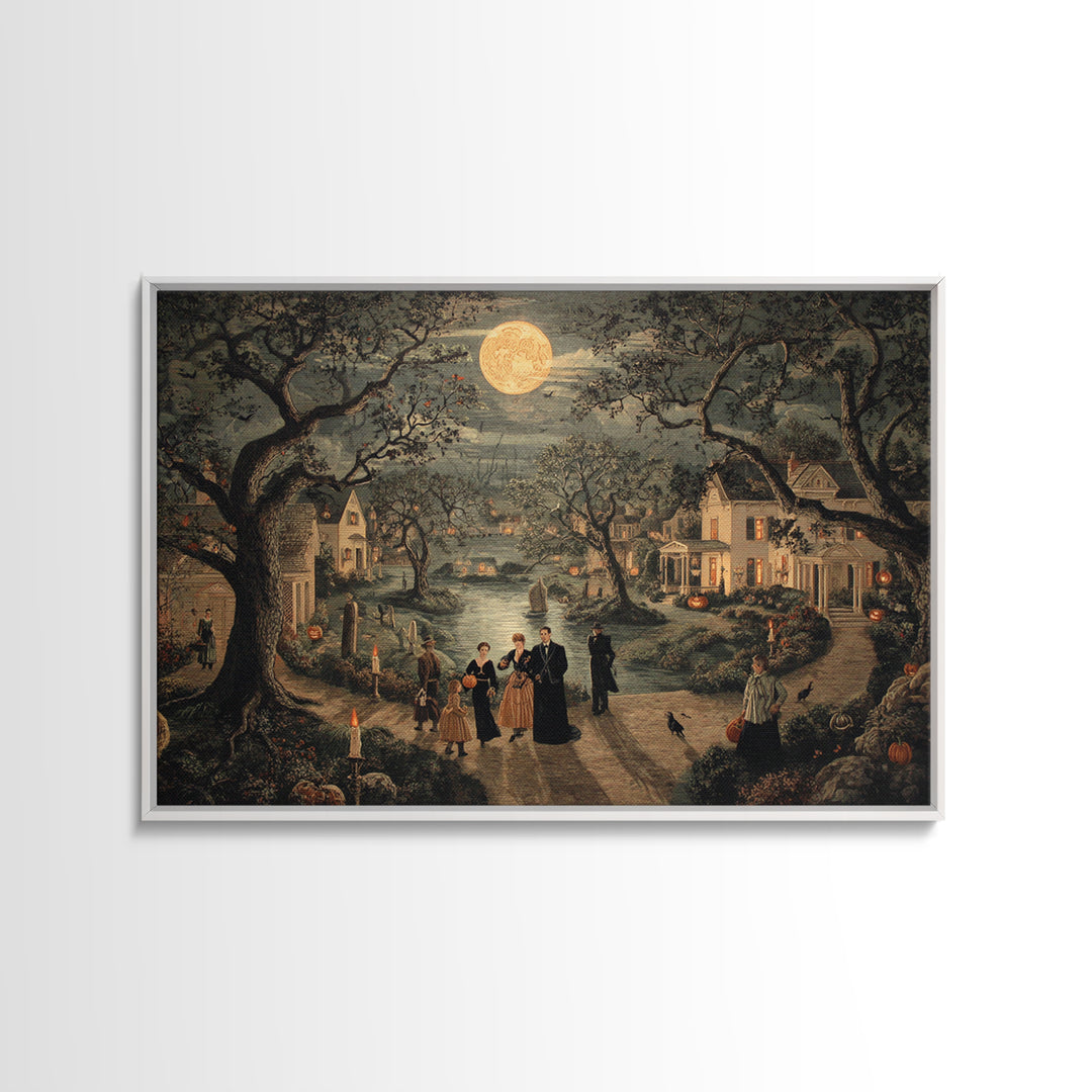 1950s Halloween Nostalgia, Symbolist Gothic Landscape, Landscape Wall Art, Dark Fantasy Wall Art, Canvas Print, Halloween Wall Art