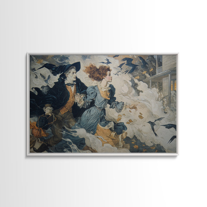 1950s Halloween Nostalgia, Decadent Gothic Art, Landscape Wall Art, Dark Fantasy Wall Art, Framed Canvas Print, Halloween Wall Art
