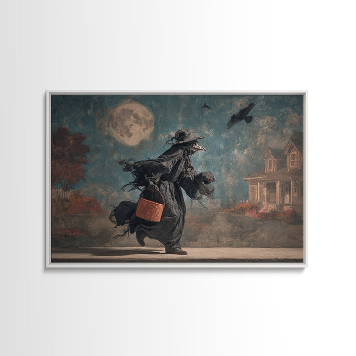 1950s Halloween Nostalgia, Expressionist Gothic Art, Landscape Wall Art, Dark Fantasy Wall Art, Framed Canvas Print, Halloween Wall Art