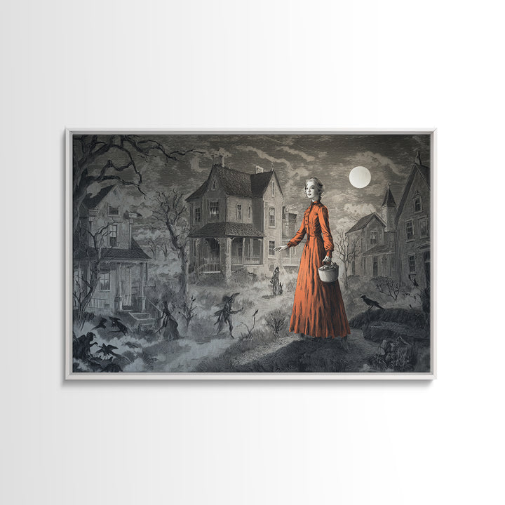 1950s Halloween Nostalgia, Victorian Macabre Art, Landscape Wall Art, Macabre Wall Art, Framed Canvas Print, Halloween Wall Art