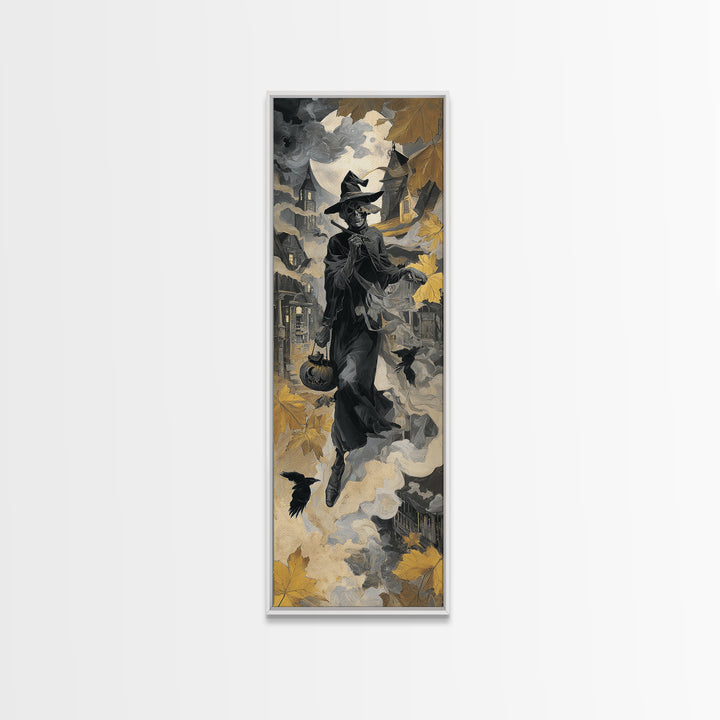 1950s Halloween Nostalgia, Surreal Apocalyptic Art, Tall Narrow Wall Art, Gothic Horror Wall Art, Framed Canvas Print