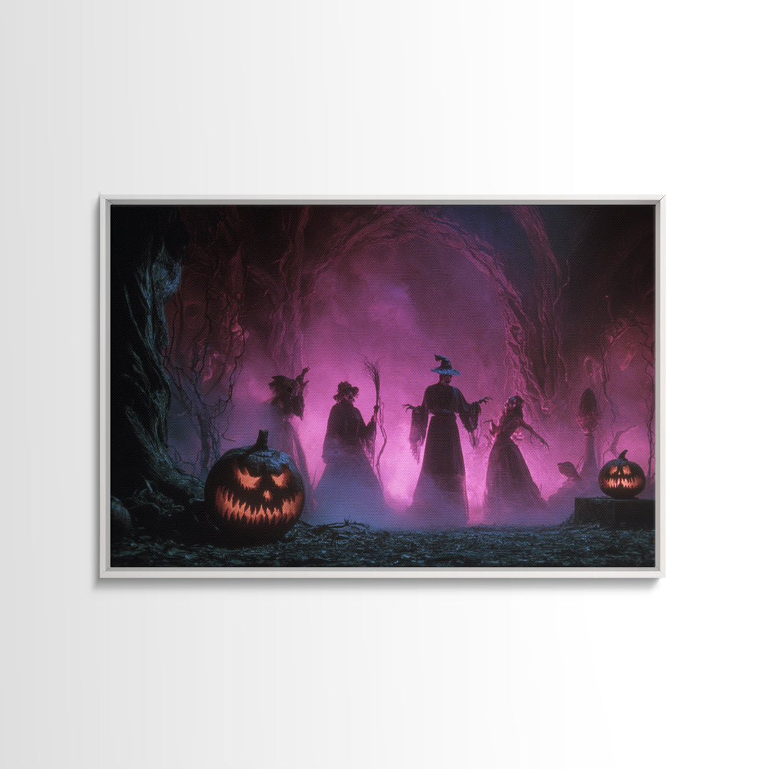1980s Neon Horror, Dark Romantic Horror Art, Landscape Wall Art, Dark Fantasy Wall Art, Framed Canvas Print, Halloween Wall Art